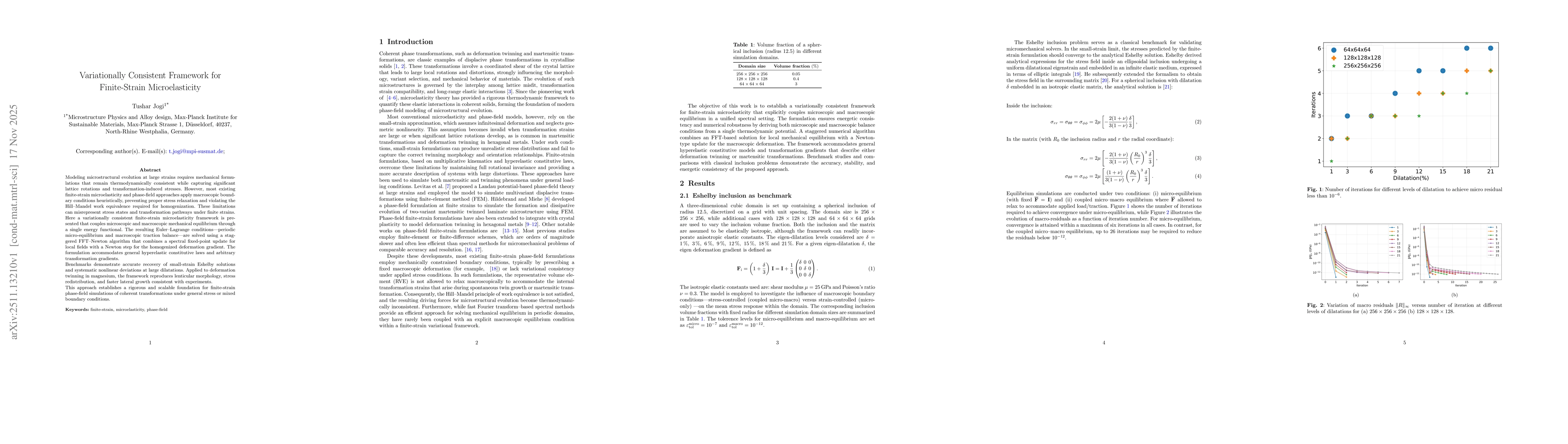 Thumbnail for Variationally Consistent Framework for Finite-Strain Microelasticity
