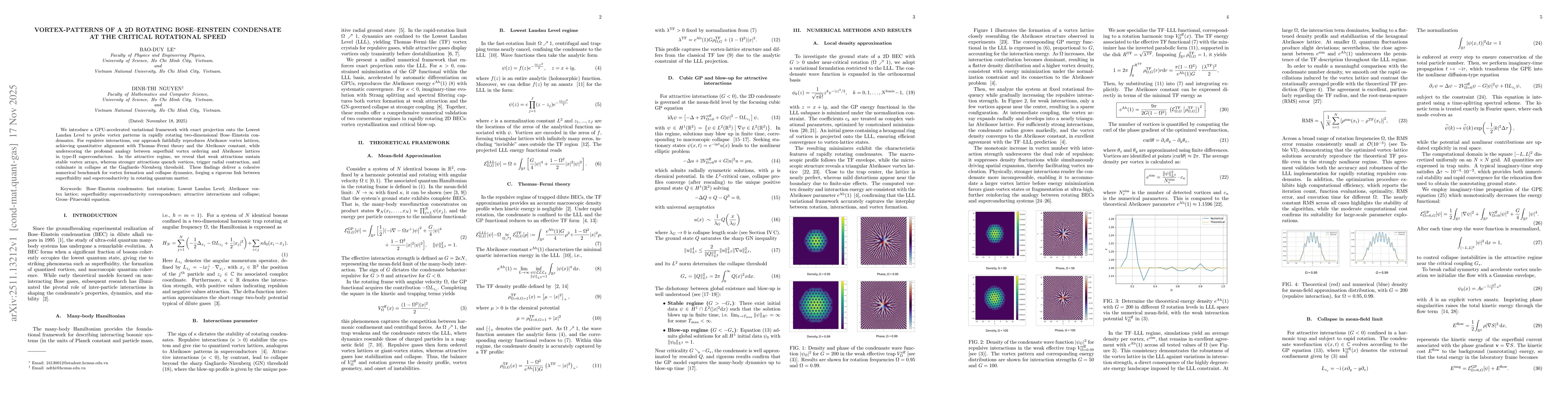 Thumbnail for Vortex patterns of a 2D rotating Bose-Einstein condensate at the critical rotational speed