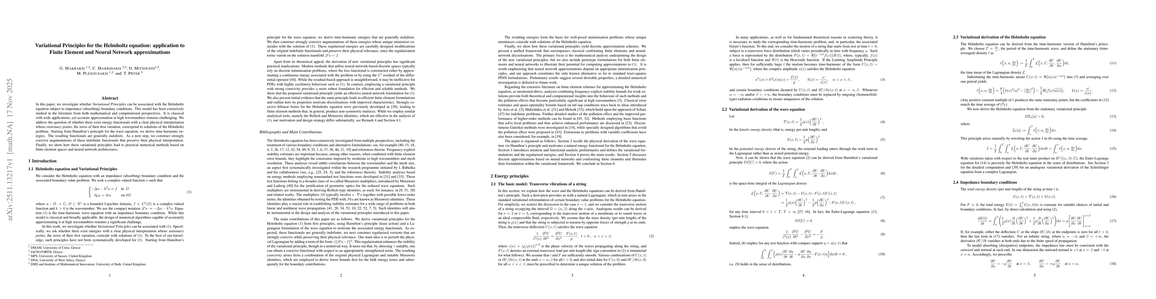 Thumbnail for Variational Principles for the Helmholtz equation: application to Finite Element and Neural Network approximations