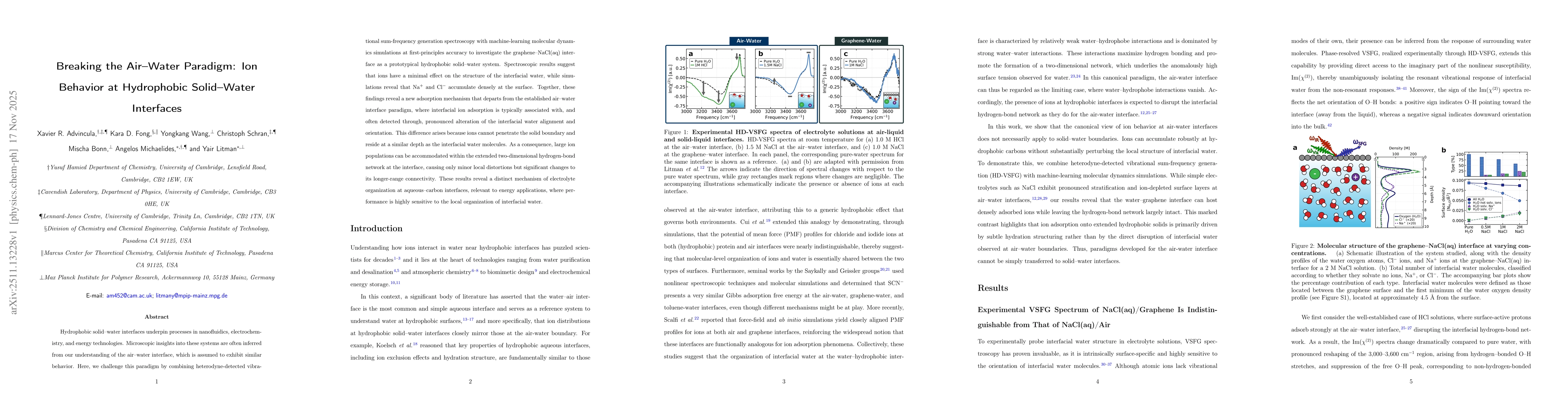Thumbnail for Breaking the Air-Water Paradigm: Ion Behavior at Hydrophobic Solid-Water Interfaces