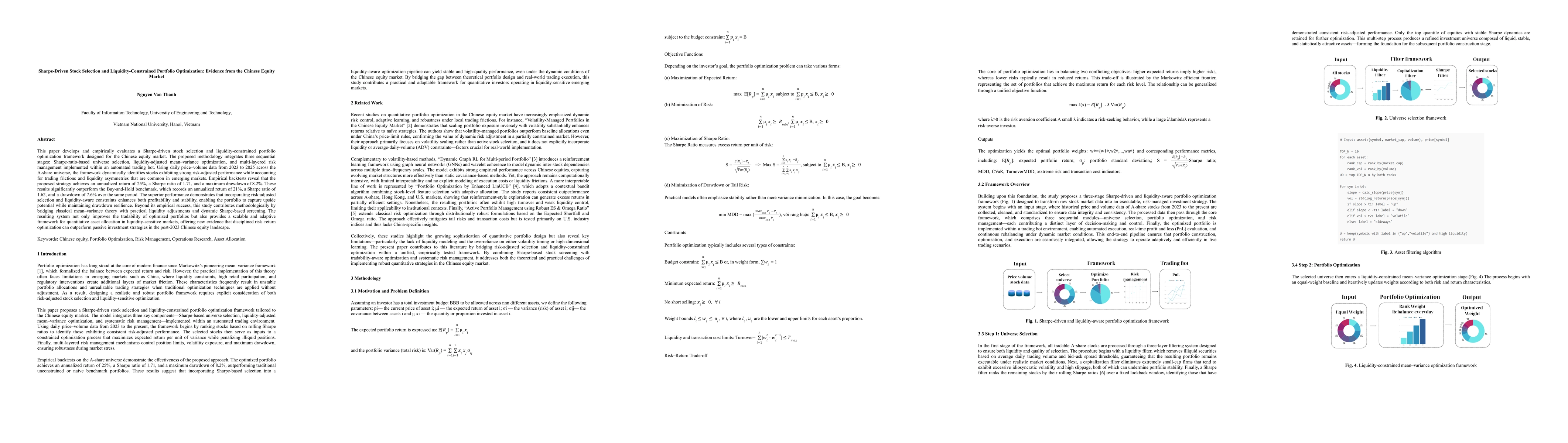 Thumbnail for Sharpe-Driven Stock Selection and Liquidiy-Constrained Portfolio Optimization: Evidence from the Chinese Equity Market