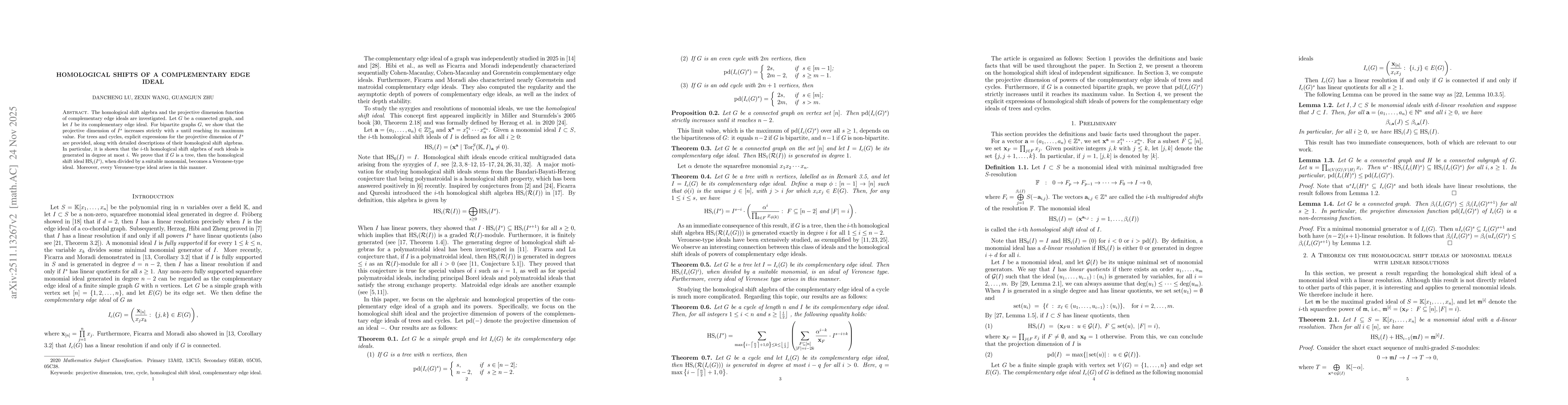 Thumbnail for Homological shifts of a complementary edge ideal