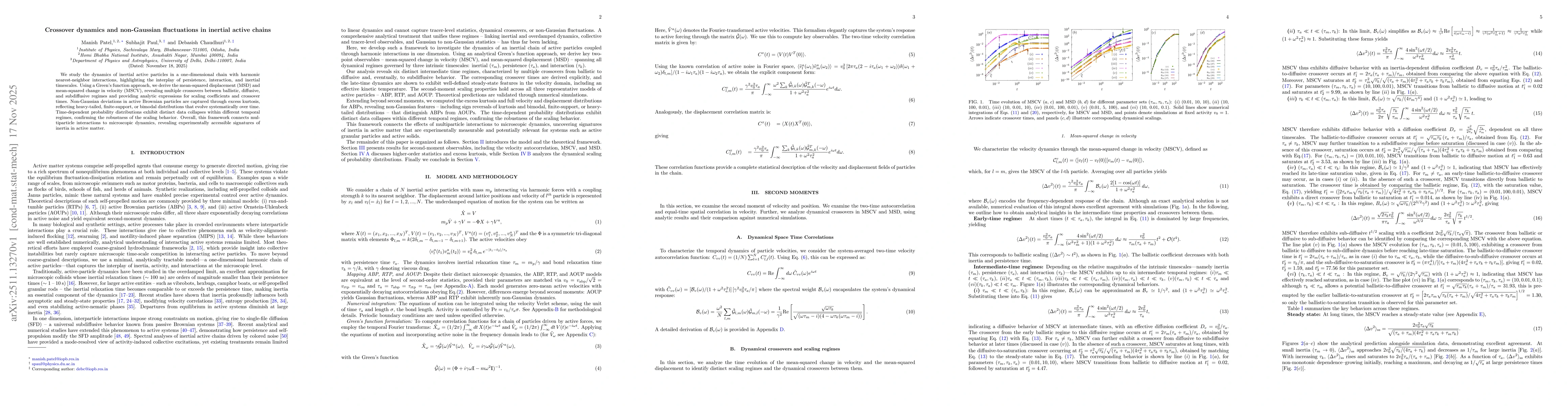 Thumbnail for Crossover dynamics and non-Gaussian fluctuations in inertial active chains