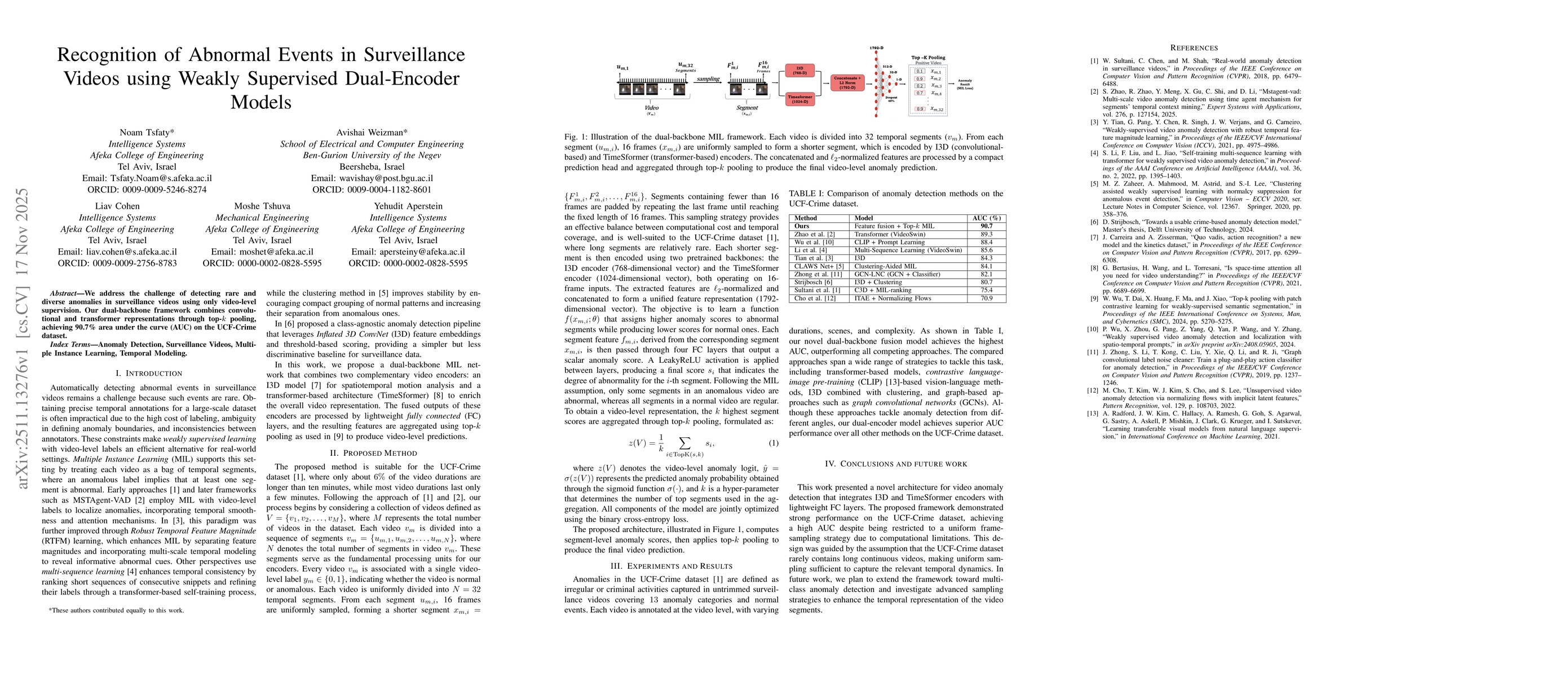 Thumbnail for Recognition of Abnormal Events in Surveillance Videos using Weakly Supervised Dual-Encoder Models