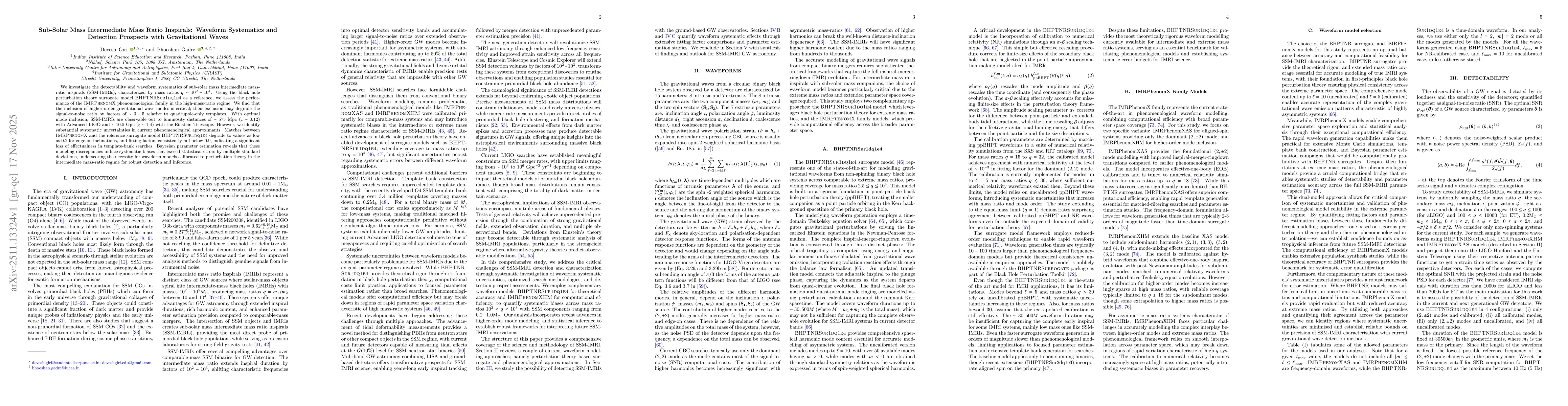 Thumbnail for Sub-Solar Mass Intermediate Mass Ratio Inspirals: Waveform Systematics and Detection Prospects with Gravitational Waves