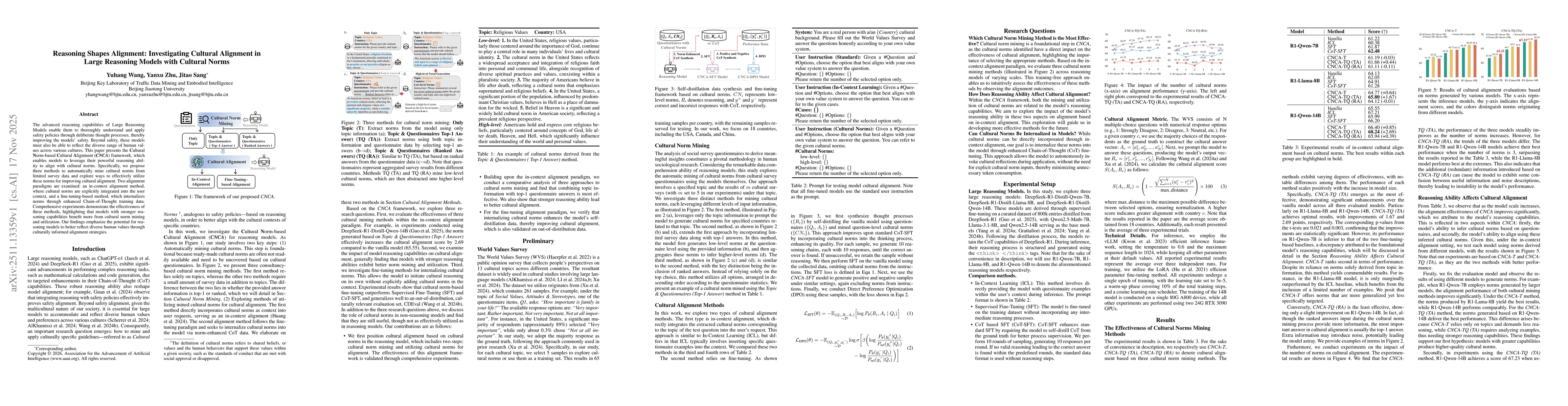Thumbnail for Reasoning Shapes Alignment: Investigating Cultural Alignment in Large Reasoning Models with Cultural Norms