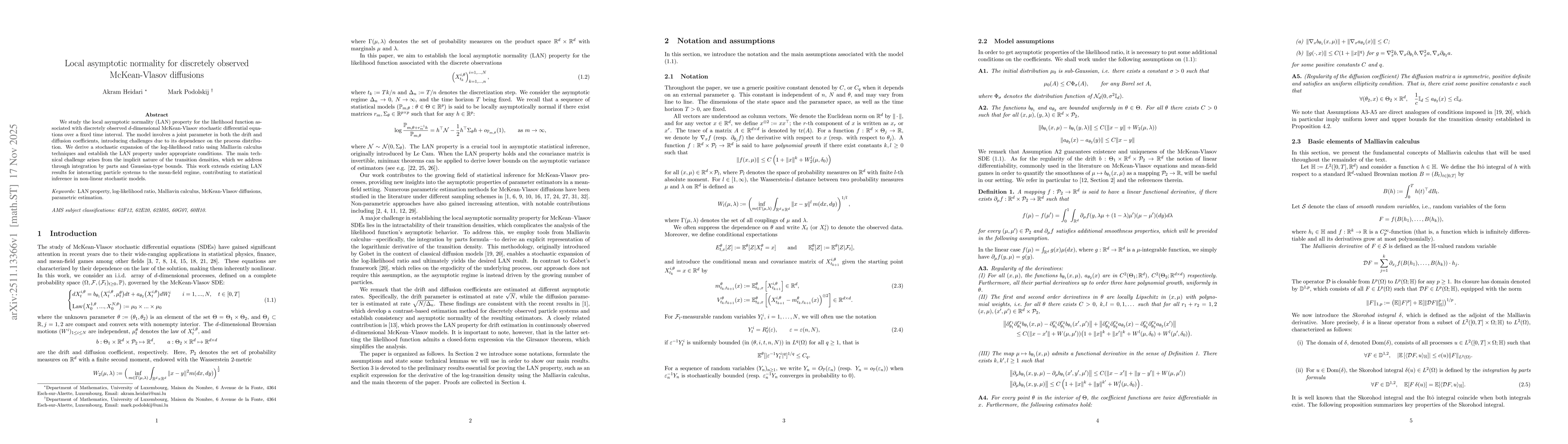 Thumbnail for Local asymptotic normality for discretely observed McKean-Vlasov diffusions