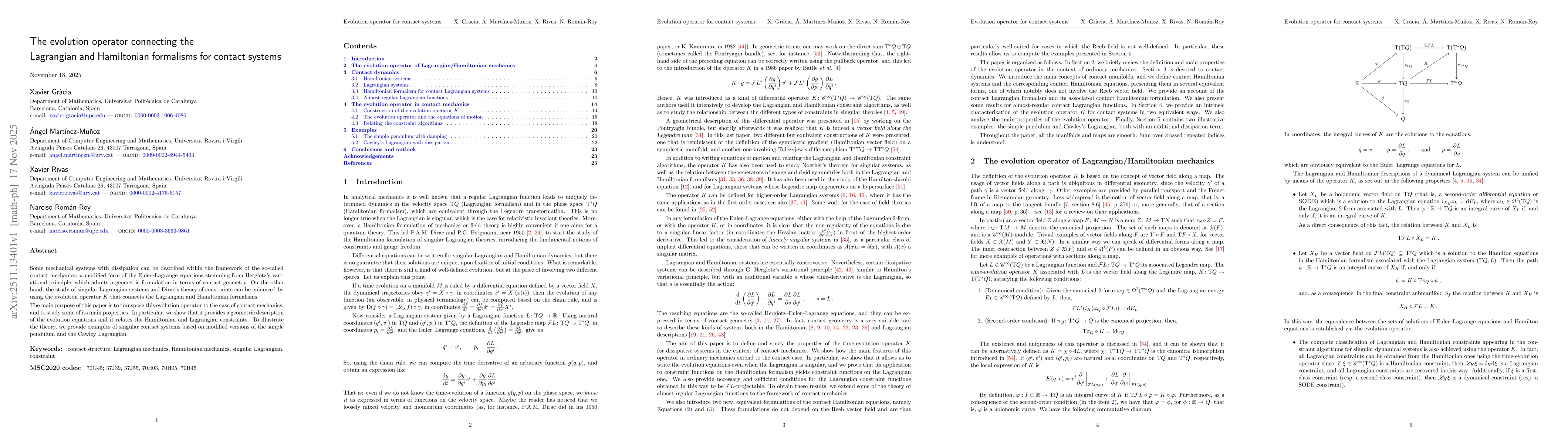 Thumbnail for The evolution operator connecting the Lagrangian and Hamiltonian formalisms for contact systems