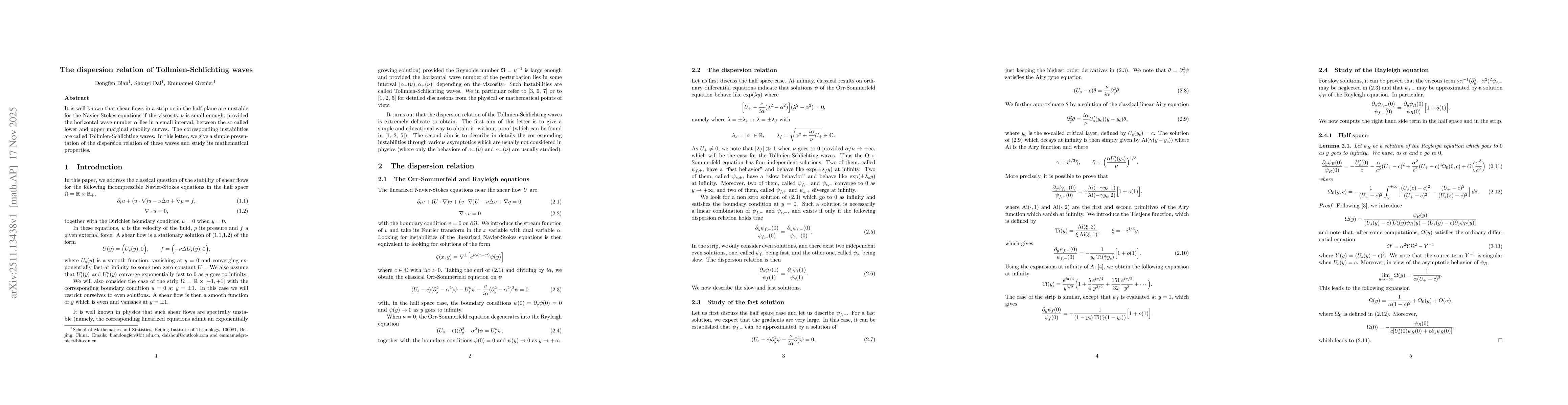 Thumbnail for The dispersion relation of Tollmien-Schlichting waves