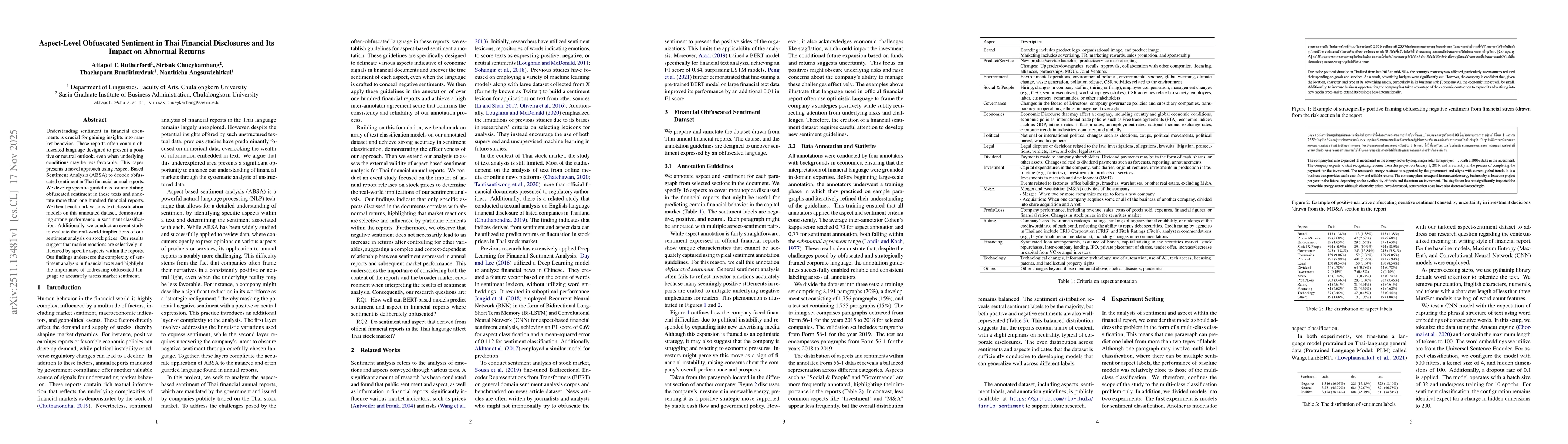 Thumbnail for Aspect-Level Obfuscated Sentiment in Thai Financial Disclosures and Its Impact on Abnormal Returns