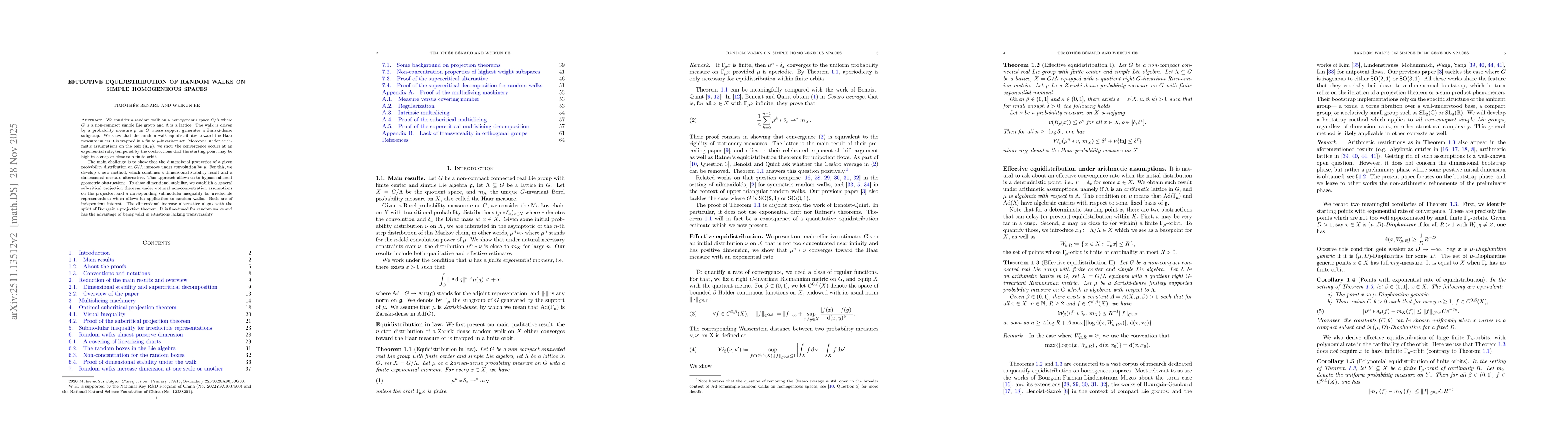 Thumbnail for Effective equidistribution of random walks on simple homogeneous spaces