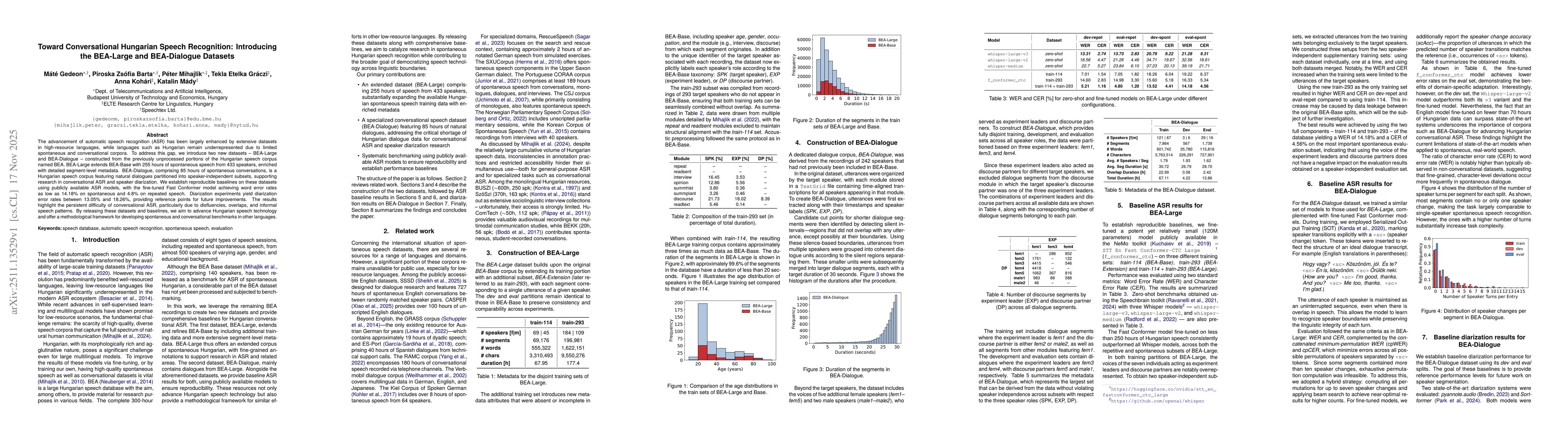 Thumbnail for Toward Conversational Hungarian Speech Recognition: Introducing the BEA-Large and BEA-Dialogue Datasets