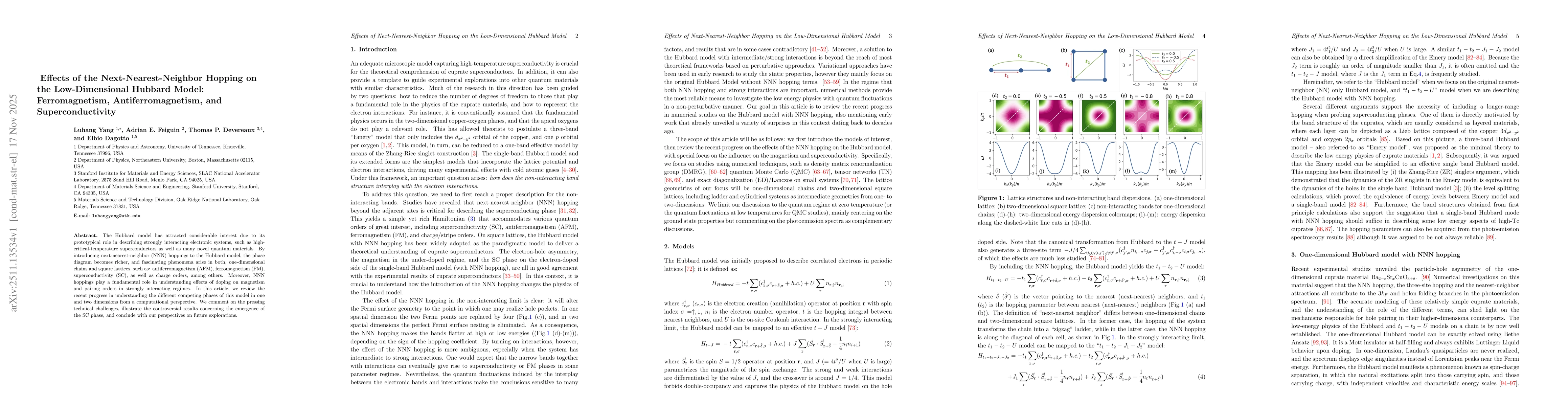 Thumbnail for Effects of the Next-Nearest-Neighbor Hopping on the Low-Dimensional Hubbard Model: Ferromagnetism, Antiferromagnetism, and Superconductivity