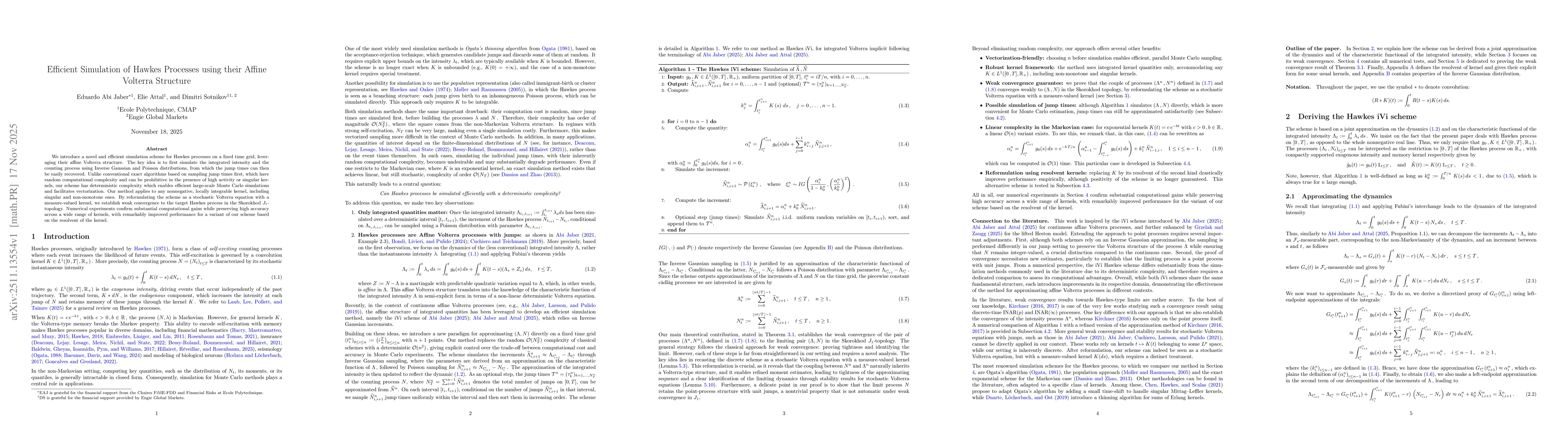 Thumbnail for Efficient Simulation of Hawkes Processes using their Affine Volterra Structure