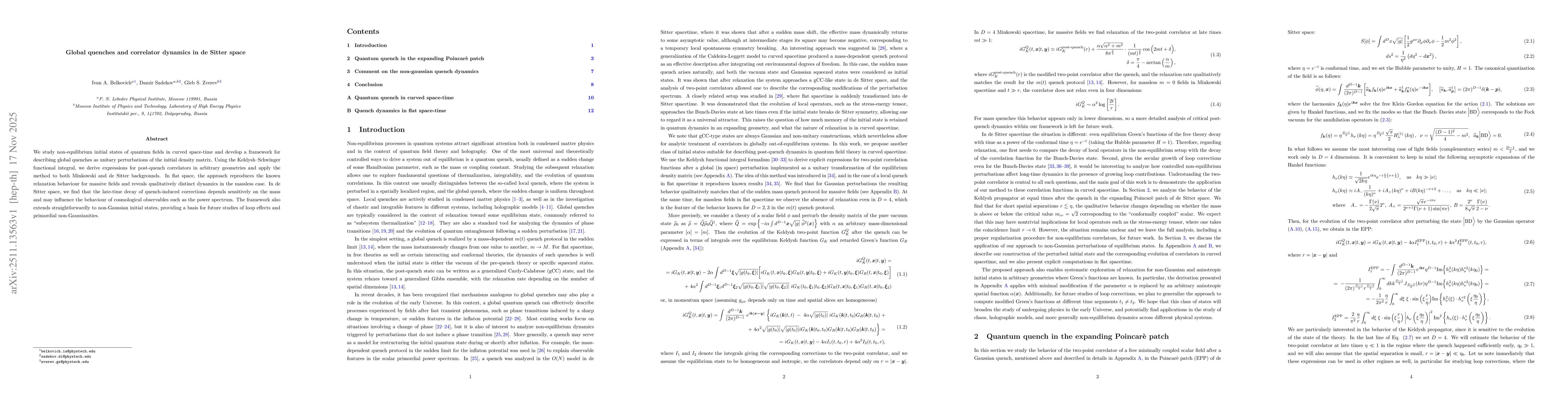 Thumbnail for Global quenches and correlator dynamics in de Sitter space
