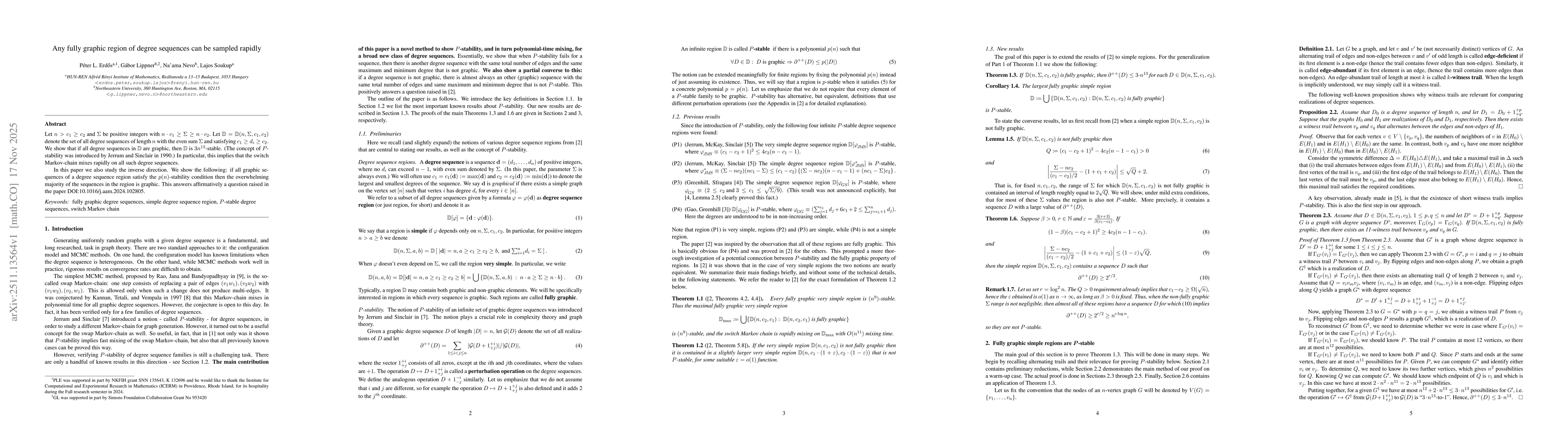 Thumbnail for Any fully graphic region of degree sequences can be sampled rapidly