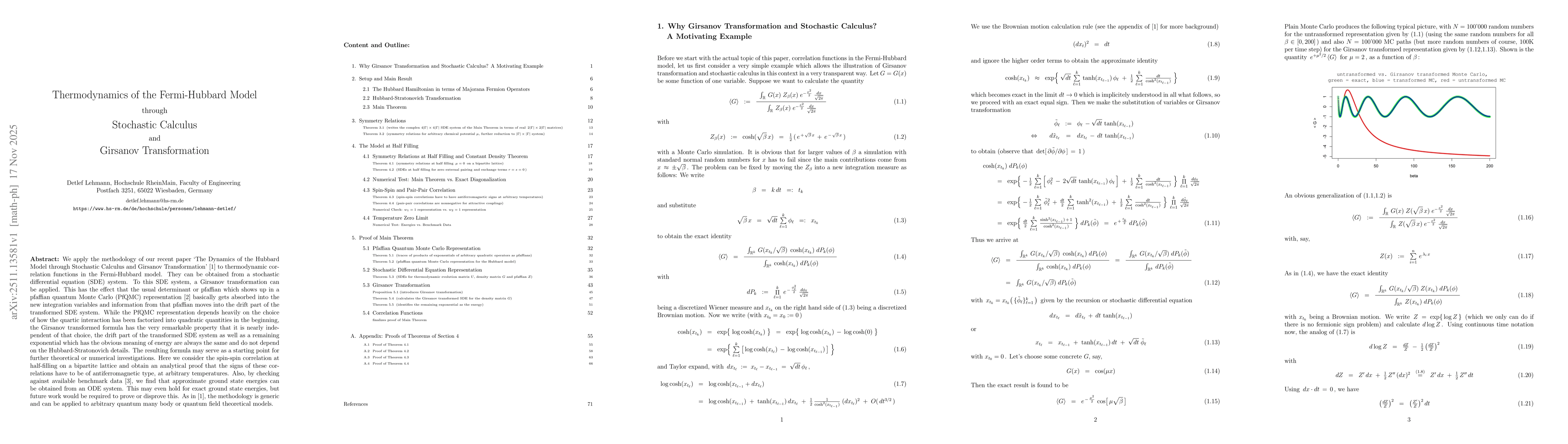 Thumbnail for Thermodynamics of the Fermi-Hubbard Model through Stochastic Calculus and Girsanov Transformation