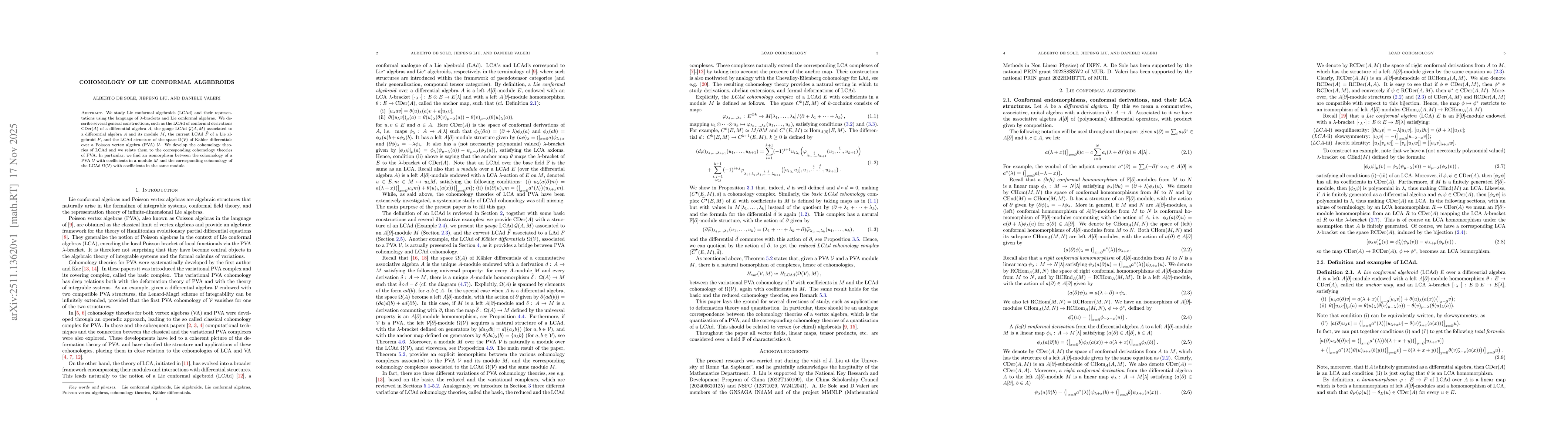 Thumbnail for Cohomology of Lie conformal algebroids