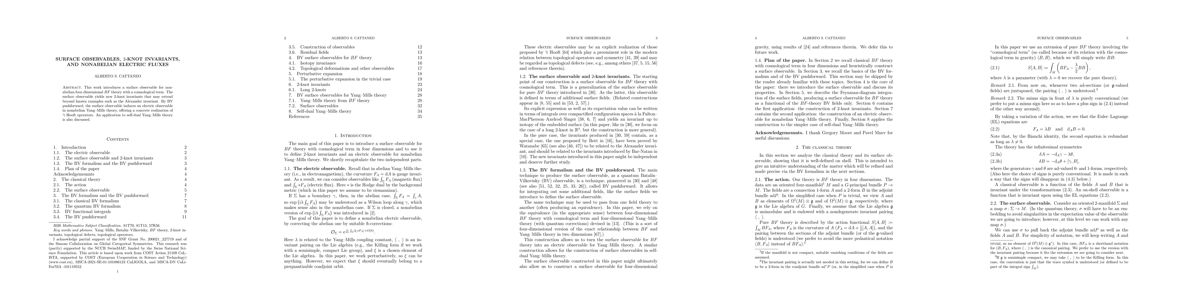 Thumbnail for Surface Observables, $2$-Knot Invariants, and Nonabelian Electric Fluxes