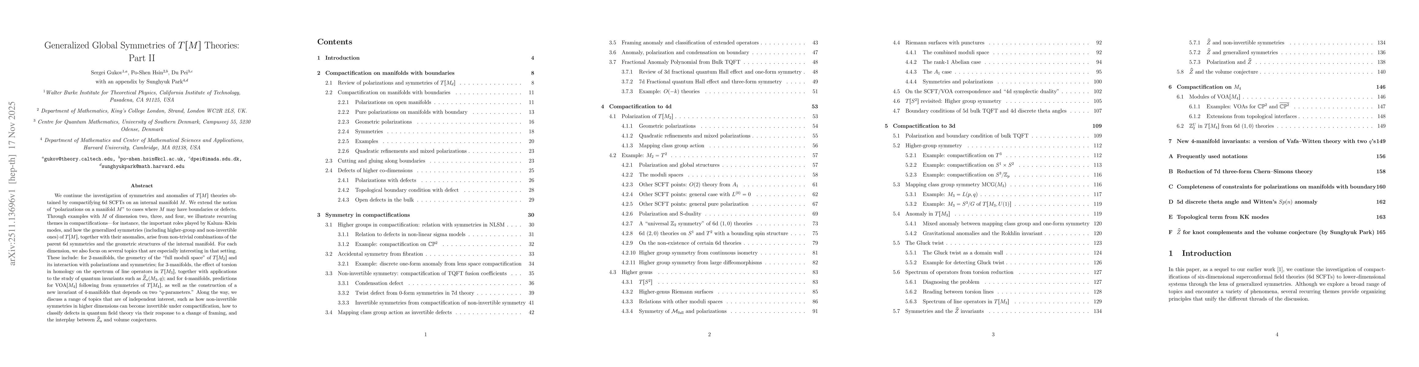 Thumbnail for Generalized Global Symmetries of $T[M]$ Theories: Part II