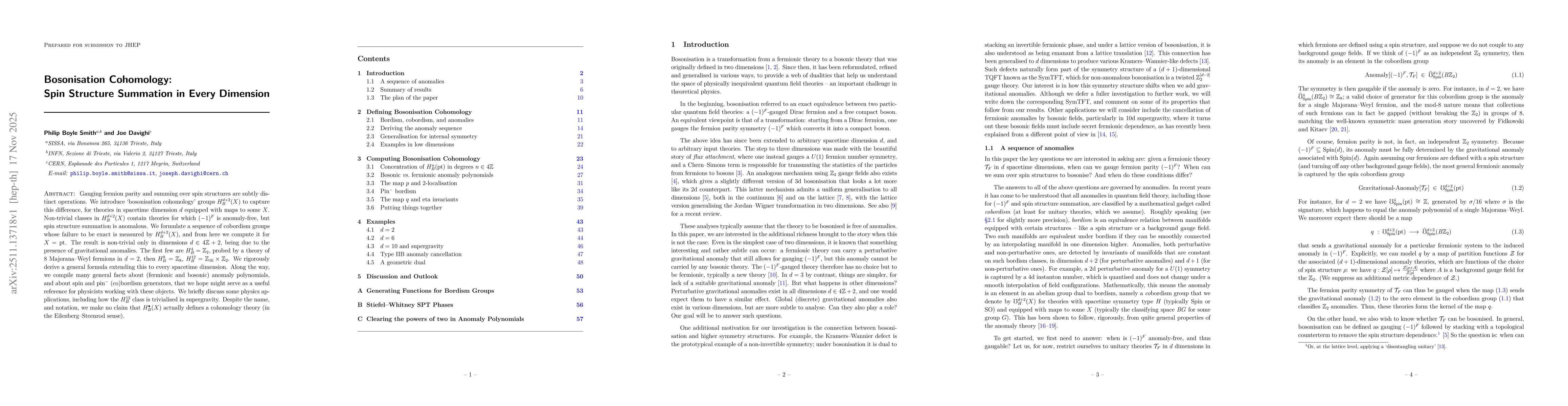 Thumbnail for Bosonisation Cohomology: Spin Structure Summation in Every Dimension