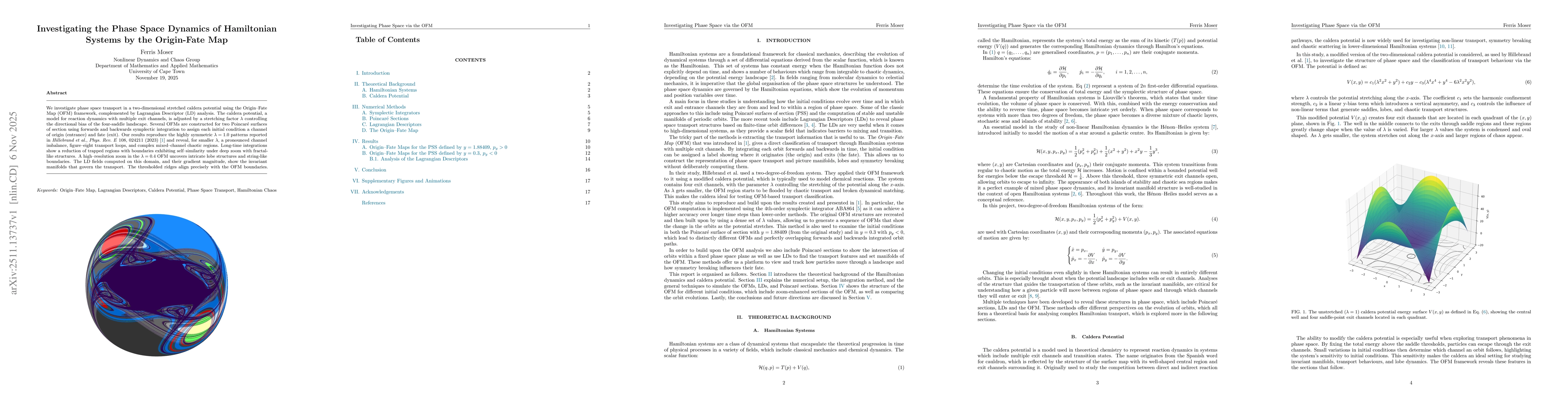 Thumbnail for Investigating the Phase Space Dynamics of Hamiltonian Systems by the Origin-Fate Map