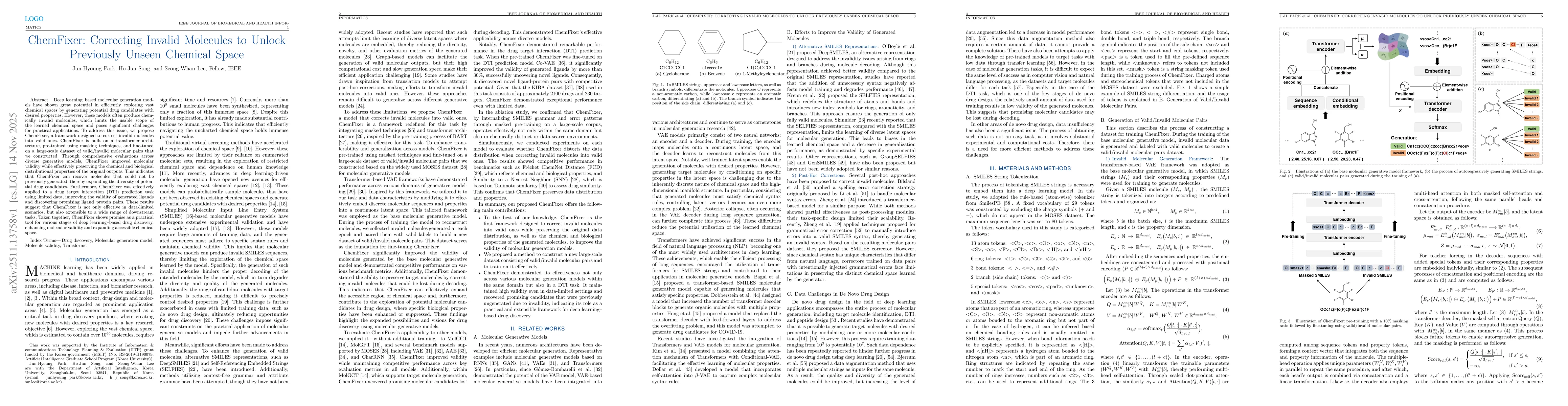 Thumbnail for ChemFixer: Correcting Invalid Molecules to Unlock Previously Unseen Chemical Space