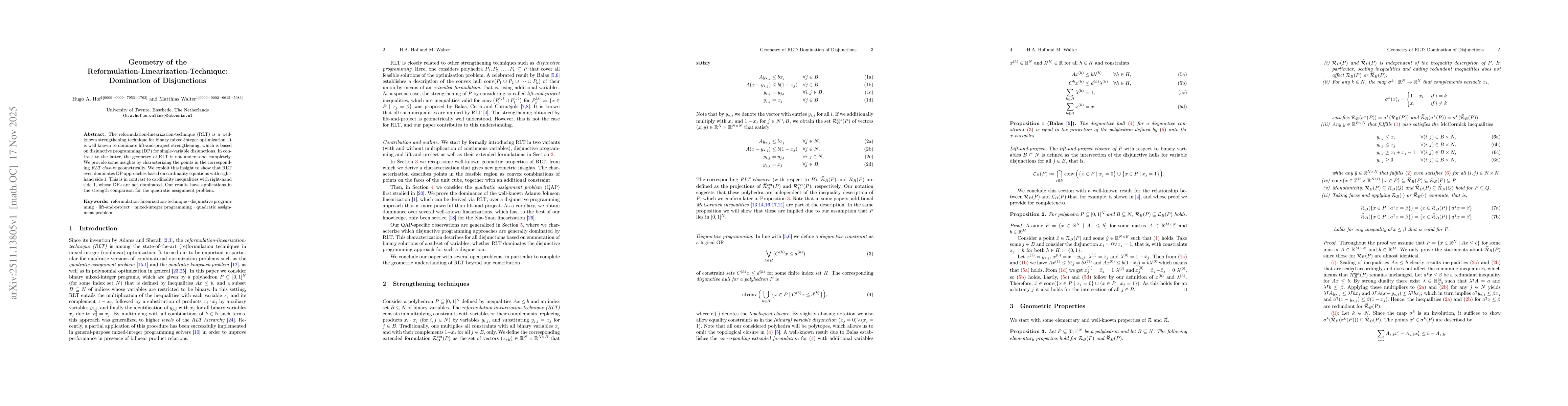 Thumbnail for Geometry of the Reformulation-Linearization-Technique: Domination of Disjunctions