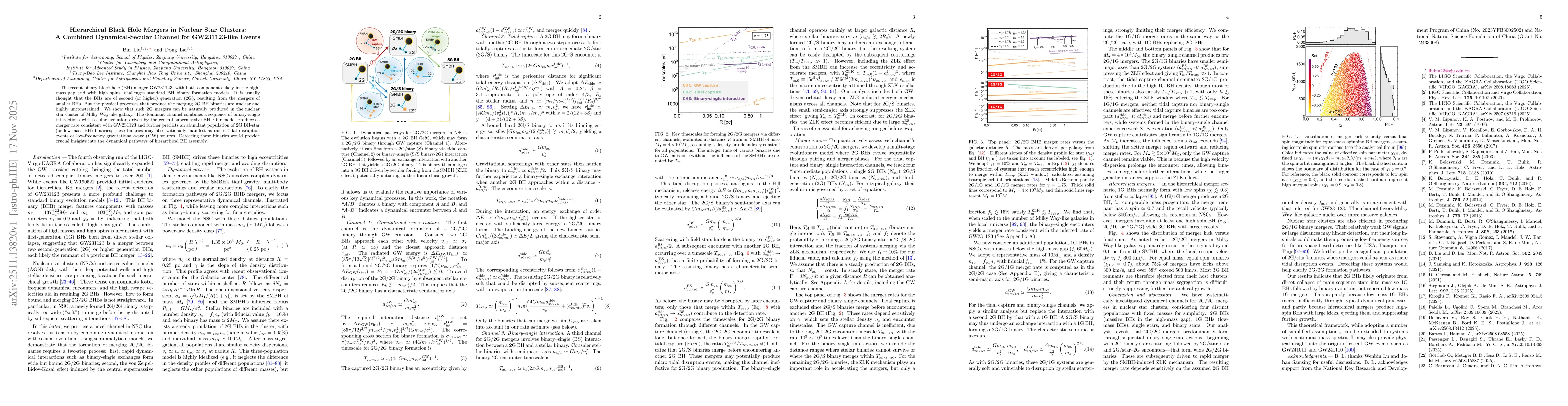 Thumbnail for Hierarchical Black Hole Mergers in Nuclear Star Clusters: A Combined Dynamical-Secular Channel for GW231123-like Events
