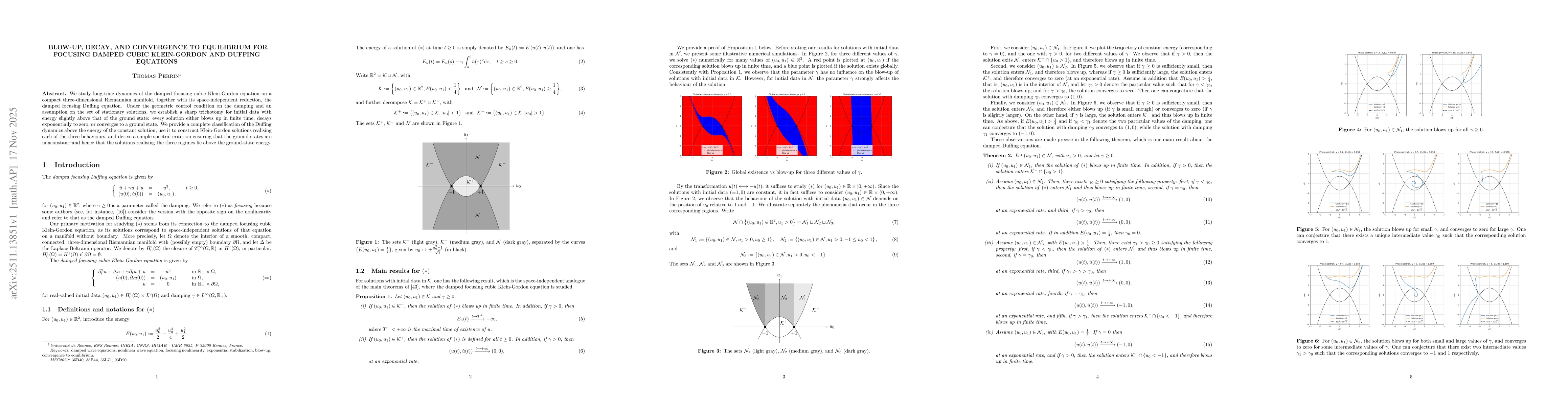 Thumbnail for Blow-up, decay, and convergence to equilibrium for focusing damped cubic Klein-Gordon and Duffing equations