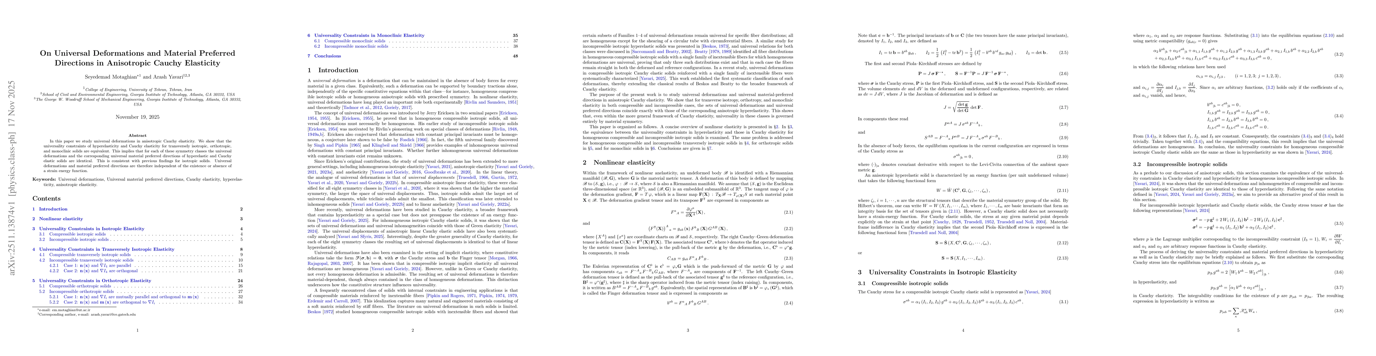 Thumbnail for On Universal Deformations and Material Preferred Directions in Anisotropic Cauchy Elasticity