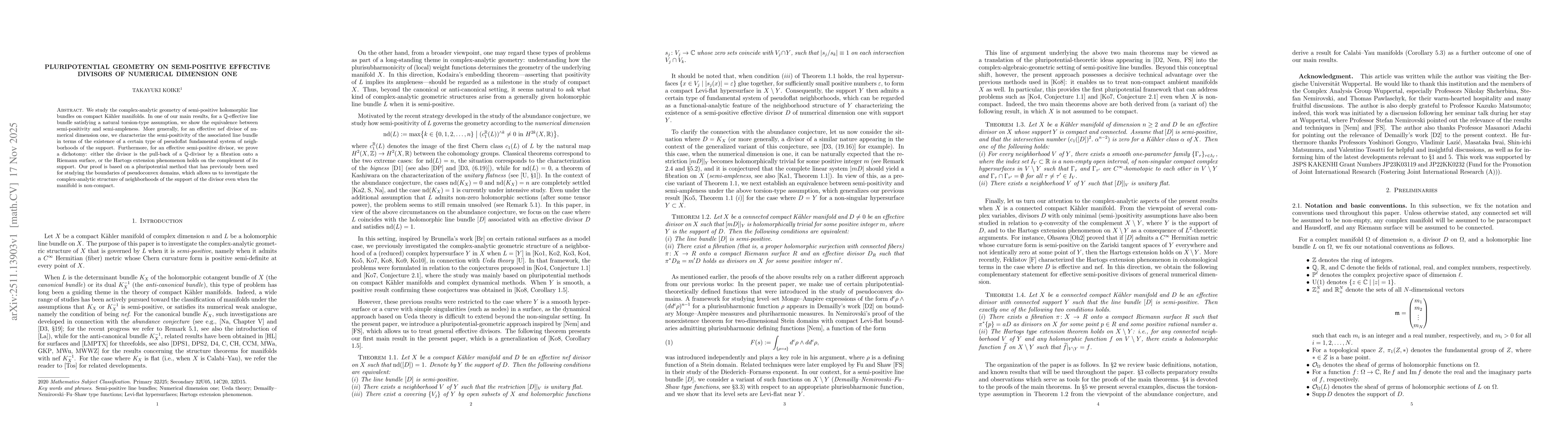 Thumbnail for Pluripotential geometry on semi-positive effective divisors of numerical dimension one