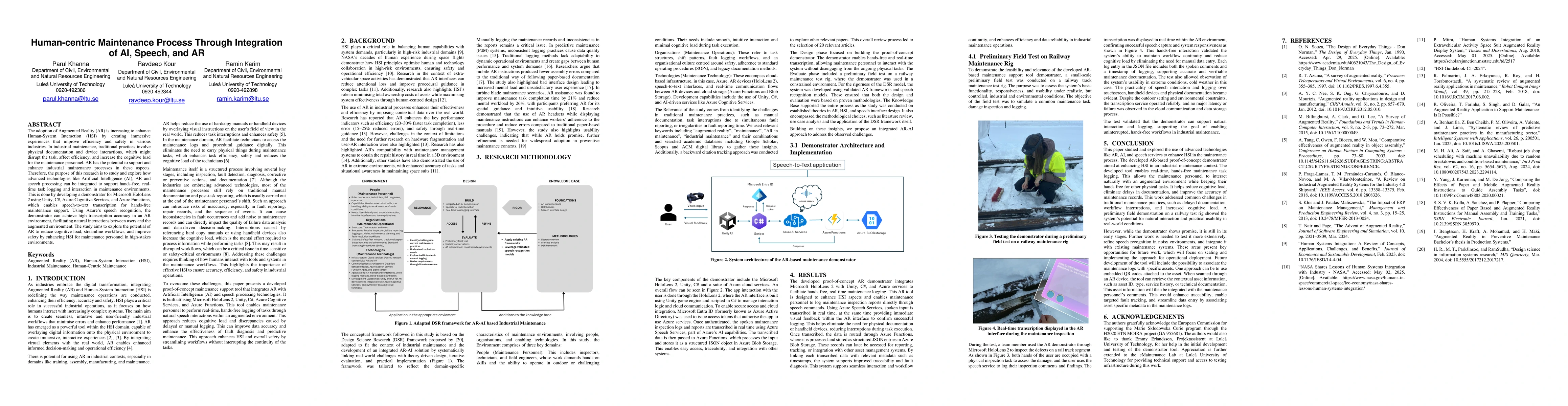 Thumbnail for Human-centric Maintenance Process Through Integration of AI, Speech, and AR
