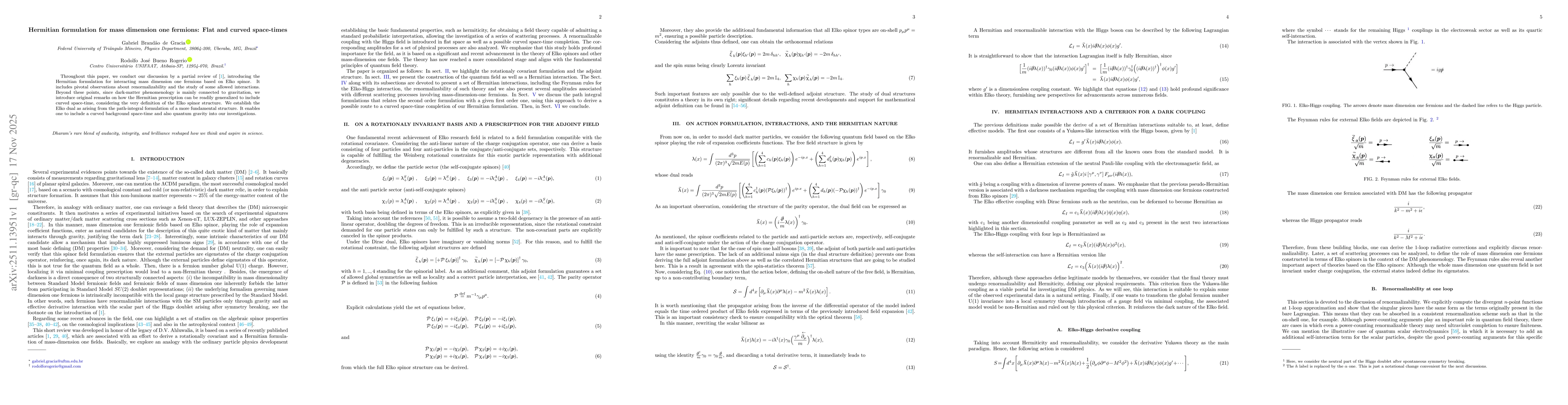 Thumbnail for Hermitian formulation for mass dimension one fermions: Flat and curved space-times