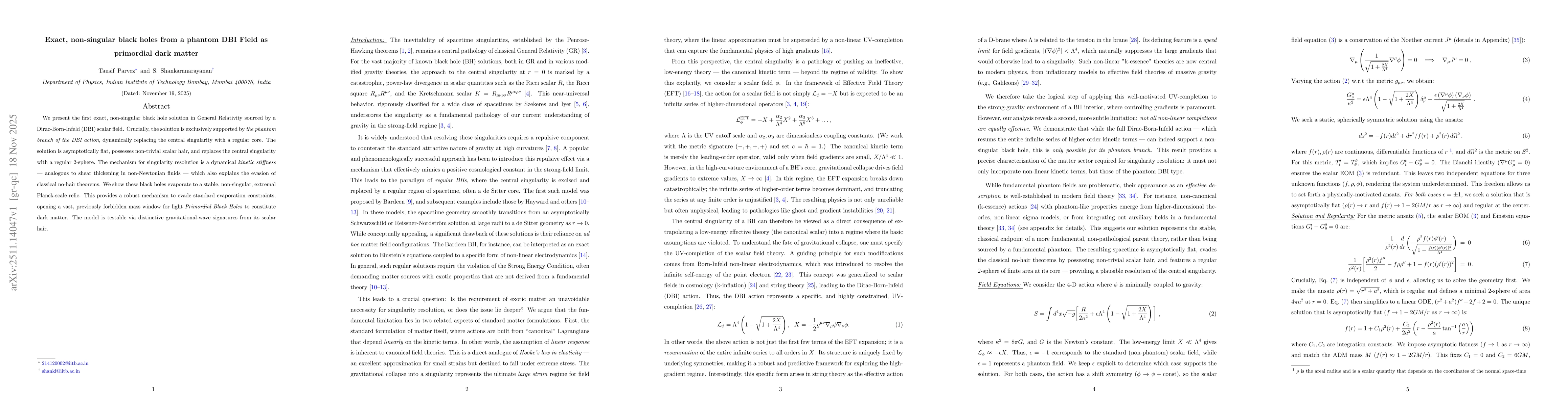Thumbnail for Exact, non-singular black holes from a phantom DBI Field as primordial dark matter