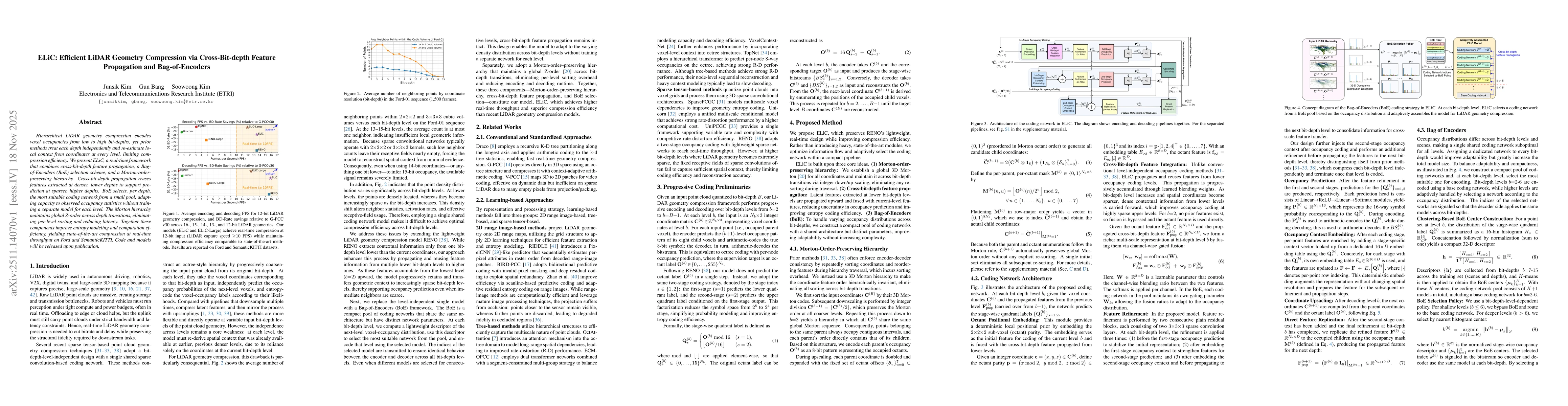 Thumbnail for ELiC: Efficient LiDAR Geometry Compression via Cross-Bit-depth Feature Propagation and Bag-of-Encoders