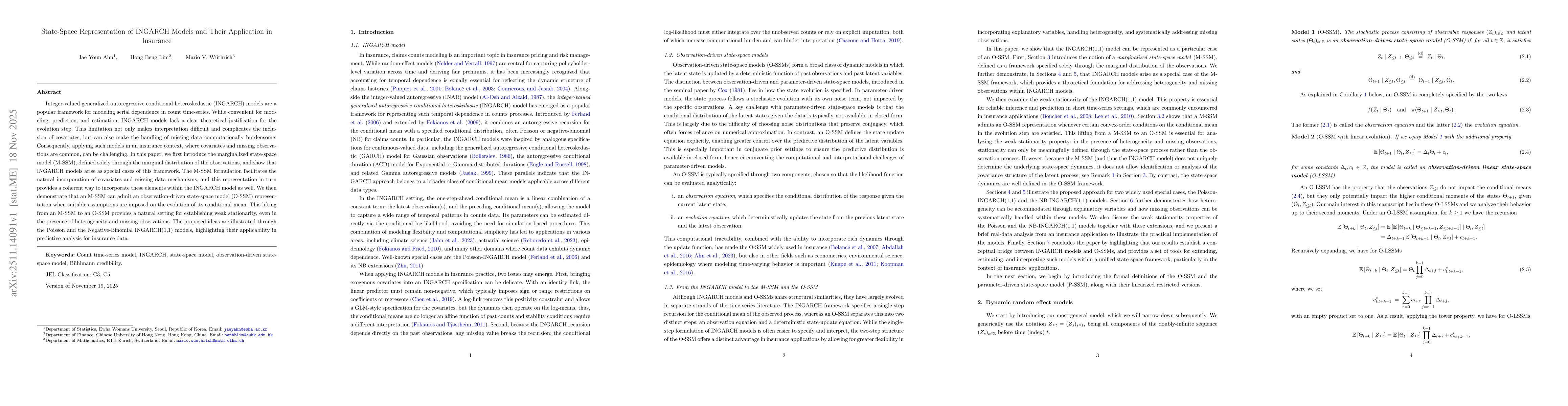 Thumbnail for State-Space Representation of INGARCH Models and Their Application in Insurance