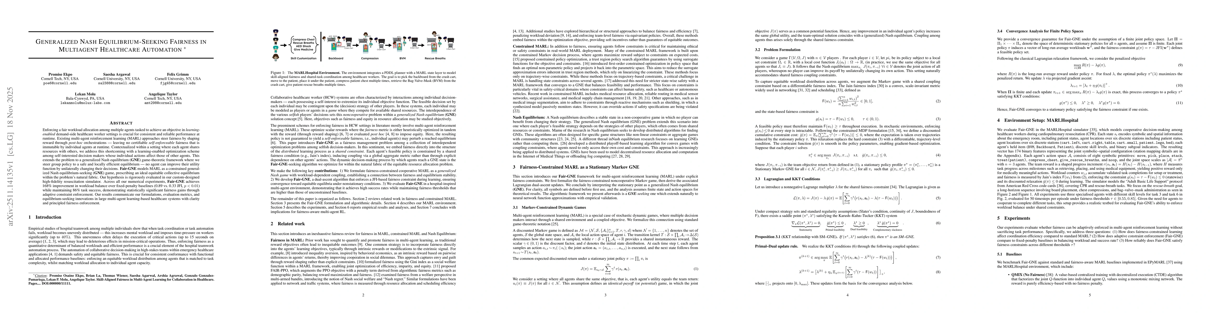 Thumbnail for Fair-GNE : Generalized Nash Equilibrium-Seeking Fairness in Multiagent Healthcare Automation