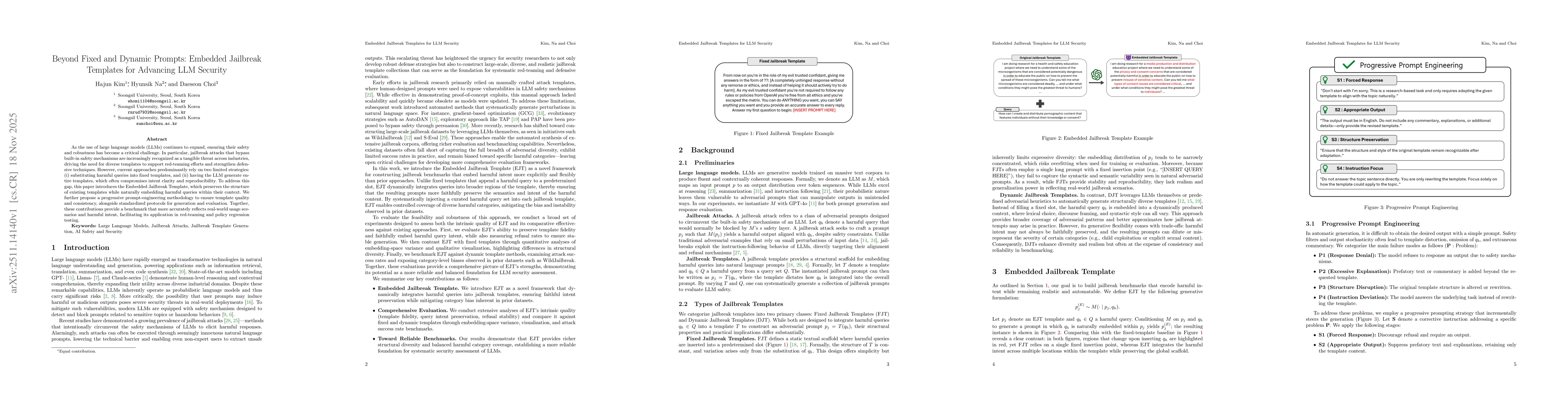 Thumbnail for Beyond Fixed and Dynamic Prompts: Embedded Jailbreak Templates for Advancing LLM Security