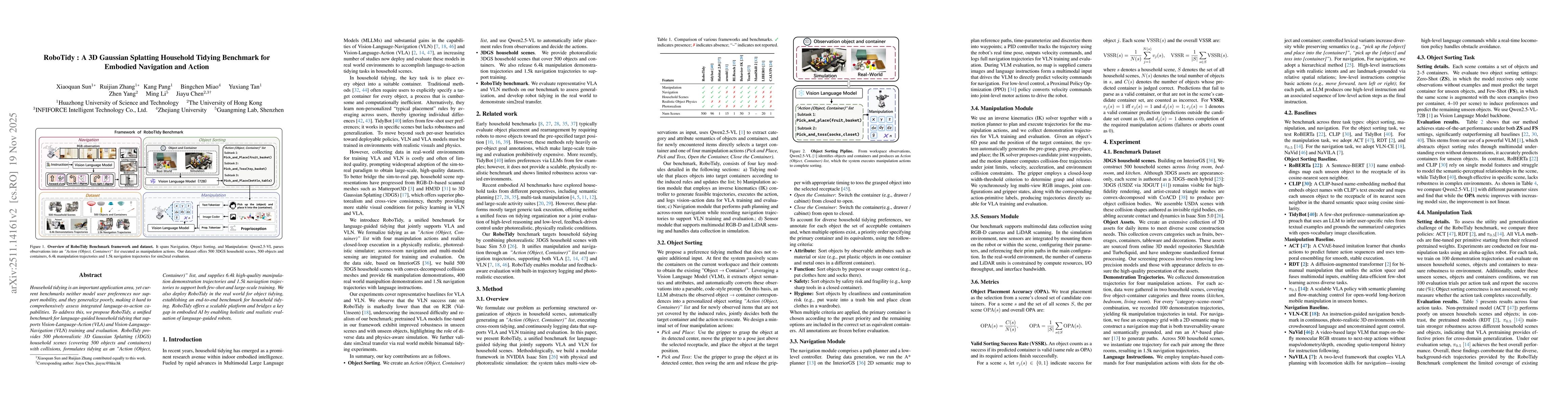 Thumbnail for RoboTidy : A 3D Gaussian Splatting Household Tidying Benchmark for Embodied Navigation and Action