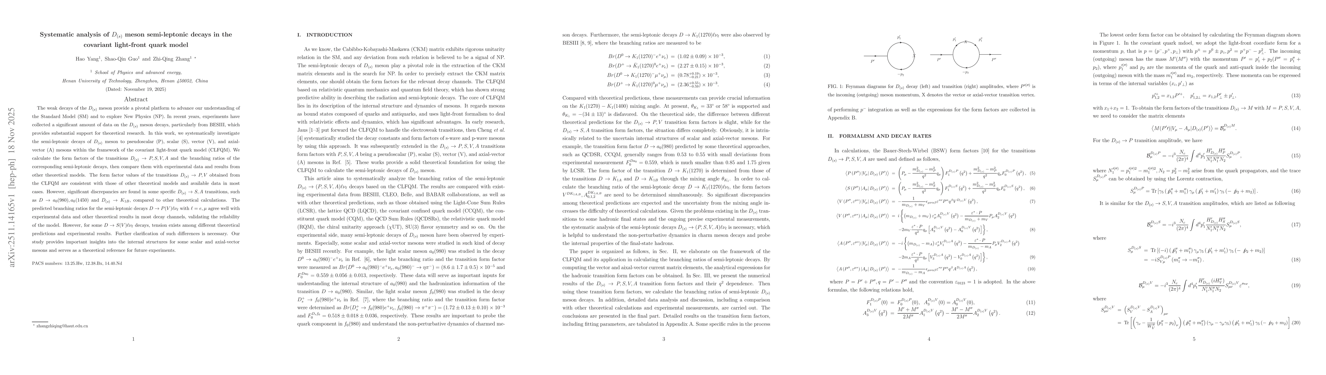 Thumbnail for Systematic analysis of $D_{(s)}$ meson semi-leptonic decays in the covariant light-front quark model
