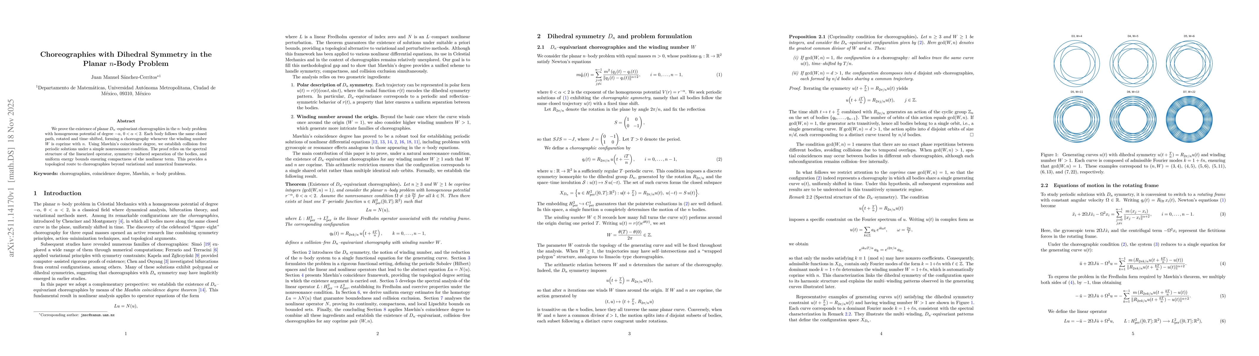 Thumbnail for Choreographies with Dihedral Symmetry in the Planar $n$-Body Problem