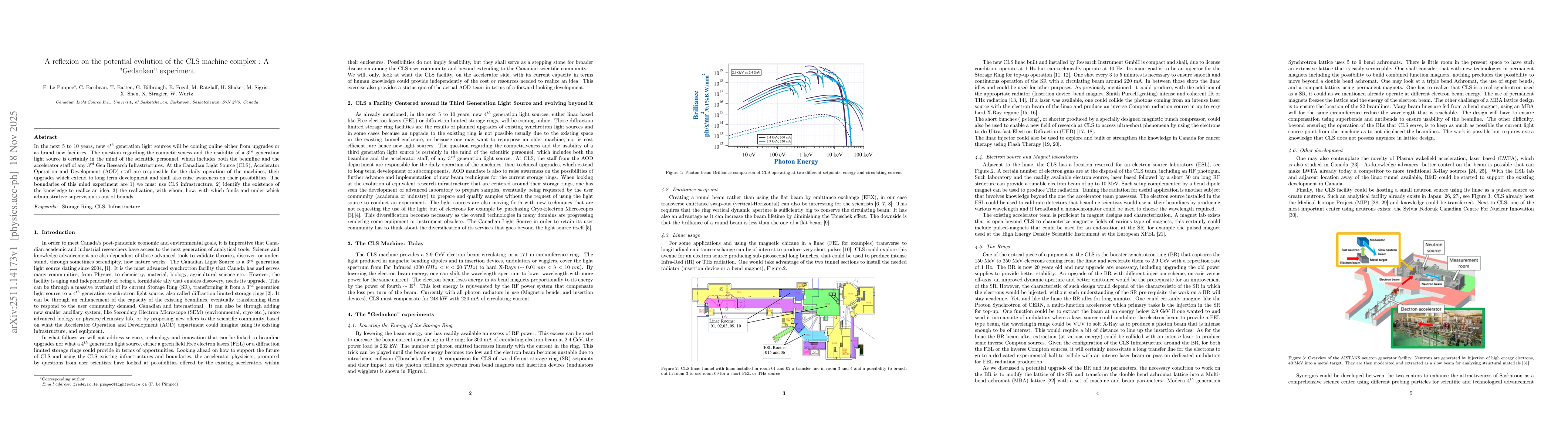 Thumbnail for A reflexion on the potential evolution of the CLS machine complex : A "Gedanken" experiment