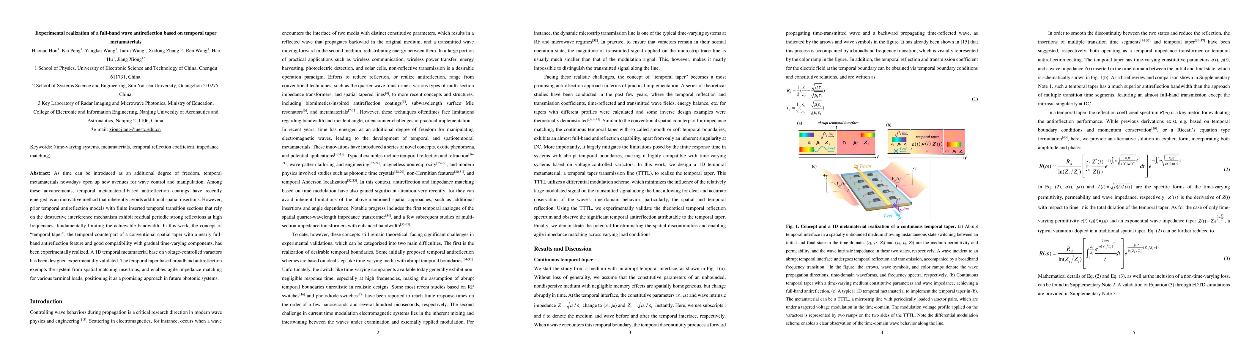 Thumbnail for Experimental realization of a full-band wave antireflection based on temporal taper metamaterials