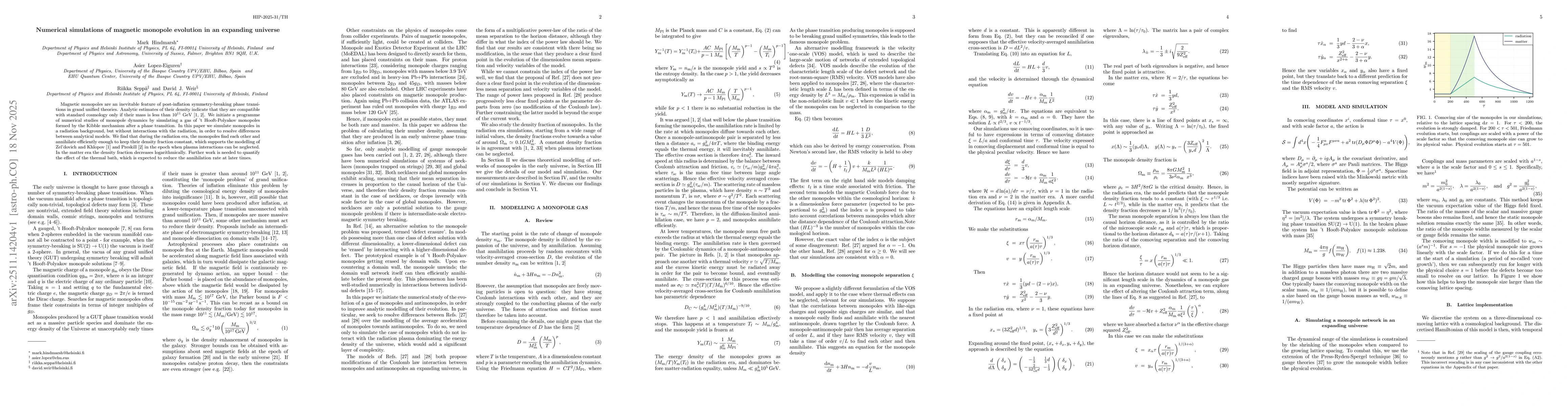 Thumbnail for Numerical simulations of magnetic monopole evolution in an expanding universe
