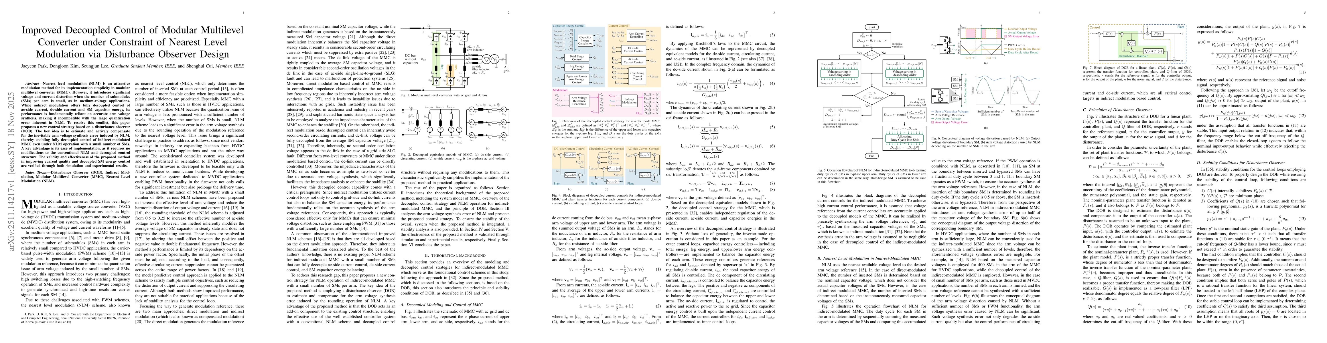Thumbnail for Improved Decoupled Control of Modular Multilevel Converter under Constaint of Nearest Level Modulation via Disturbance Observer Design