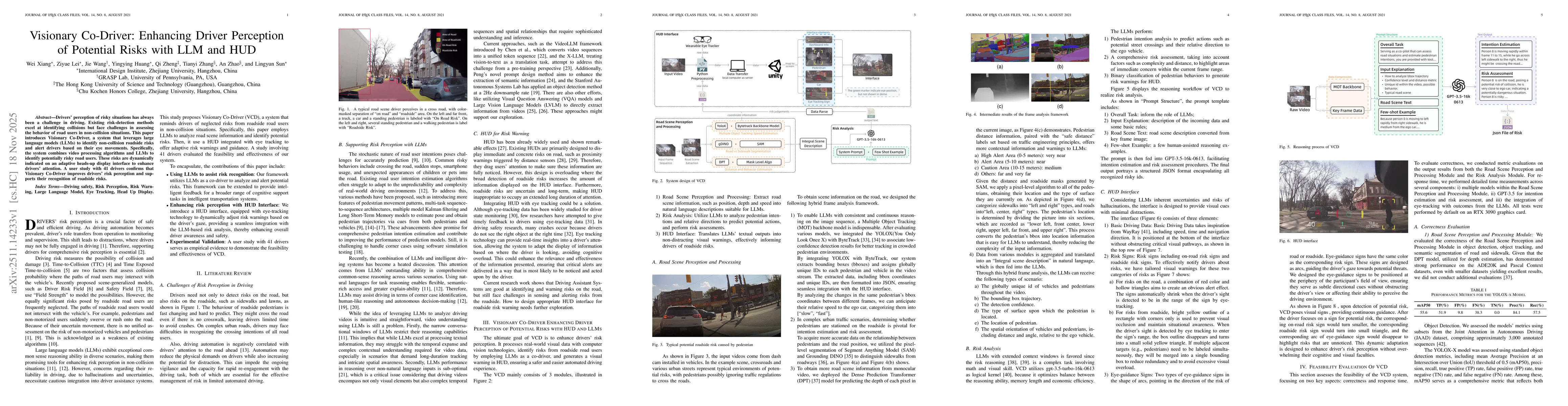 Thumbnail for Visionary Co-Driver: Enhancing Driver Perception of Potential Risks with LLM and HUD