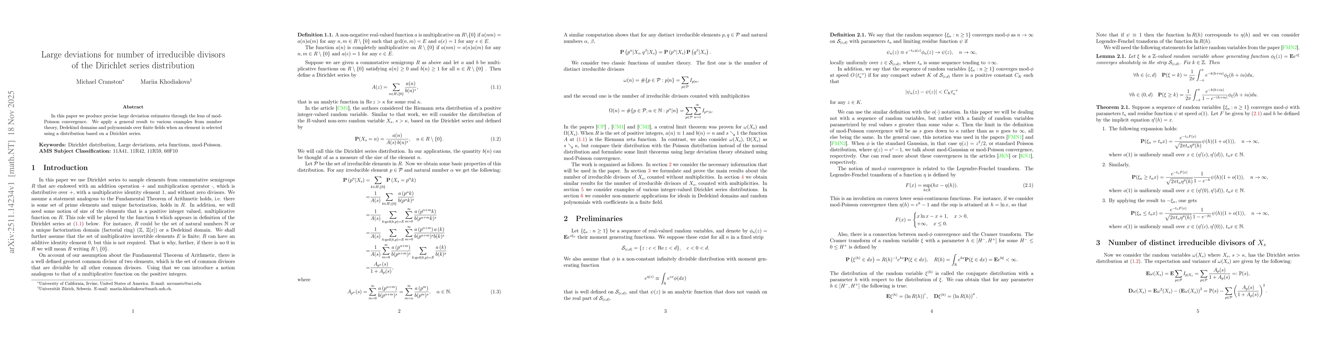 Thumbnail for Large deviations for number of irreducible divisors of the Dirichlet series distribution