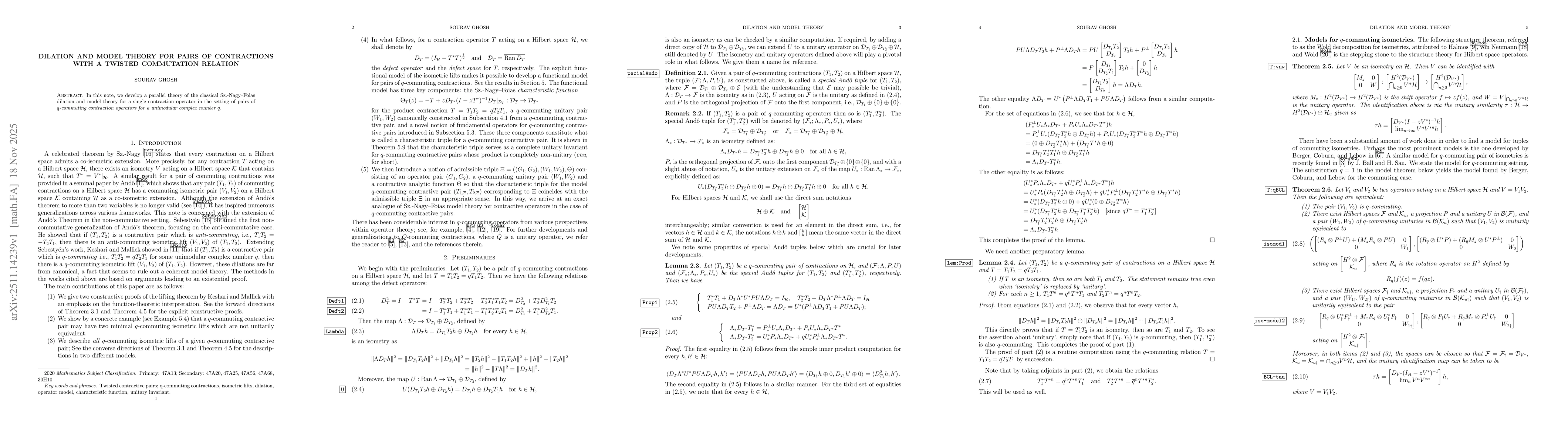 Thumbnail for Dilation and Model Theory for Pairs of Contractions with a Twisted Commutation Relation