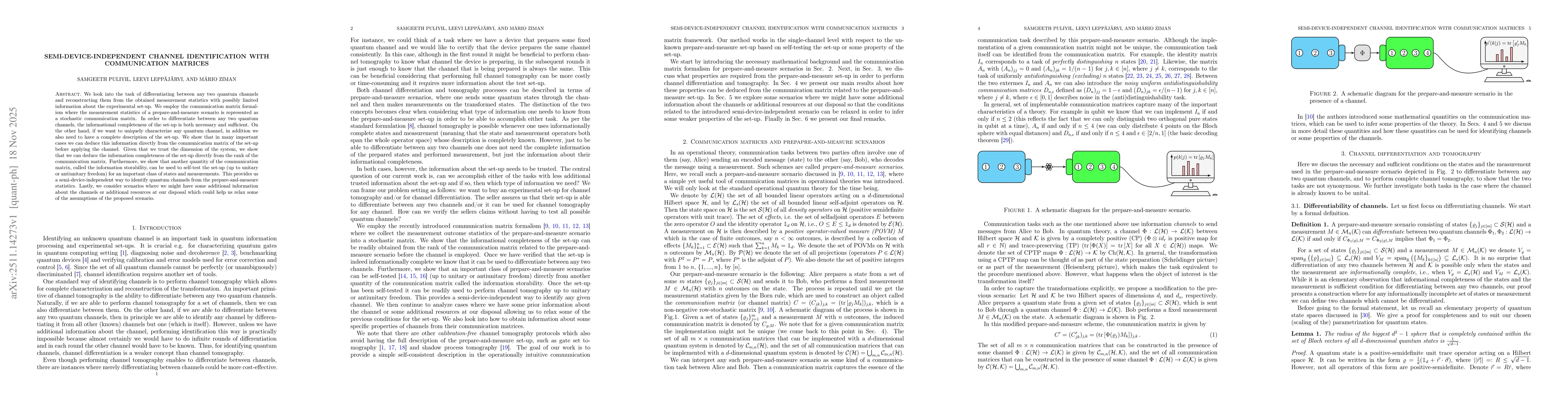 Thumbnail for Semi-device-independent channel identification with communication matrices
